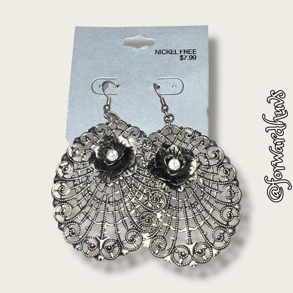 Bundle Sale 3 for $15 | Nickel-Free Silver Tone Filigree Earrings - Picture 1 of 8